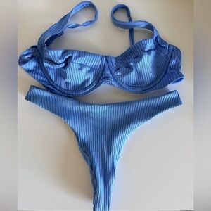 Monday Swimwear Sky Blue Ribbed Bikini